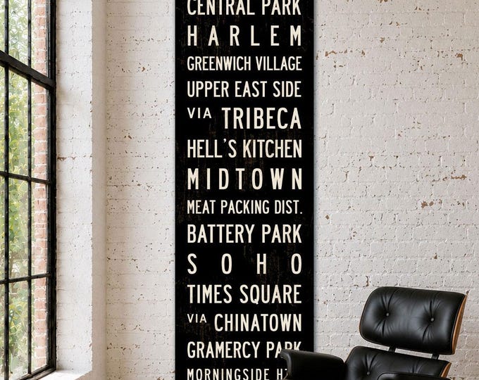 NEW YORK Subway Sign, New York Wall Art, NYC Wall Art, New York Poster, Canvas 20x60
