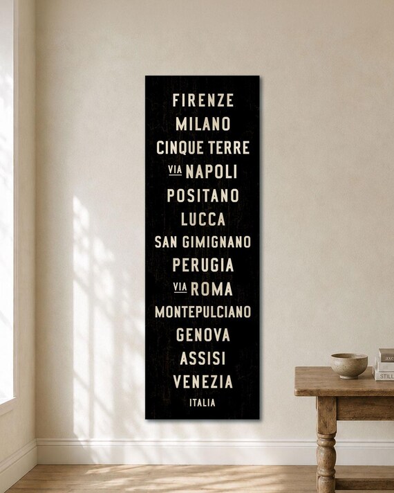 ITALY Subway Sign, Italian Wall Art, Italy Poster, Travel Wall Art, Canvas 20x60