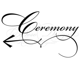 Instant Download Digital 11 x 14 Wedding Ceremony Sign Arrow LEFT Black Font