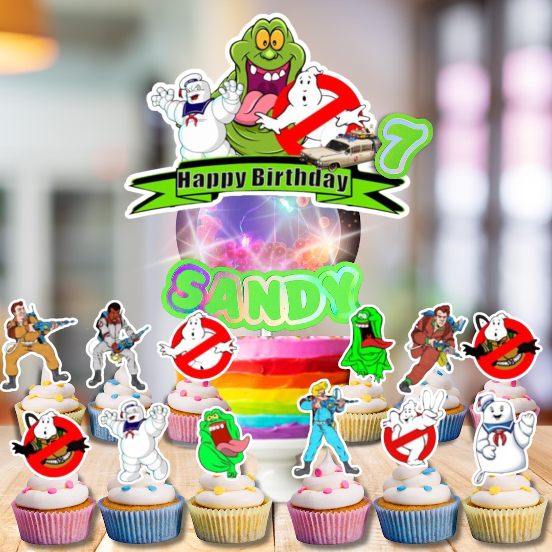 Happy Birthday Ghost Busters Custom Personalized Cupcake Cake Topper ...