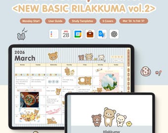 Agenda de estudio Rilakkuma 2026 / Marzo '26 - Febrero '27 / Agenda para iPad y Android compatible con Goodnotes y Notability / Inicio en lunes / Licencia oficial