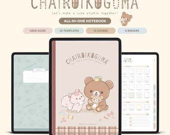Cuaderno digital de estudio de Rilakkuma Flower / Cuaderno para iPad y tabletas Android compatible con Goodnotes, Notability y Samsung Notes / Licencia oficial