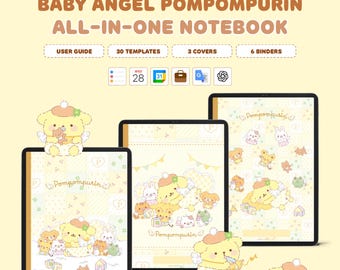Cuaderno digital Baby Angel Pompompurin <Edición 30 Aniversario> Todo en uno / Plantilla para iPad Estudio Minimalista / Licencia Oficial