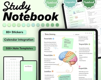 Más de 500 pegatinas verdes definitivas para cuadernos de estudio, plantillas para iPad y cuadernos Goodnotes, planificador semanal de estudio simple y minimalista.