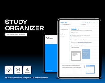 Study Organizer All-in-One Study Notebook Goodnotes Notebook iPad Template Weekly Planner Study Notebook Simple Minimalist Stickers