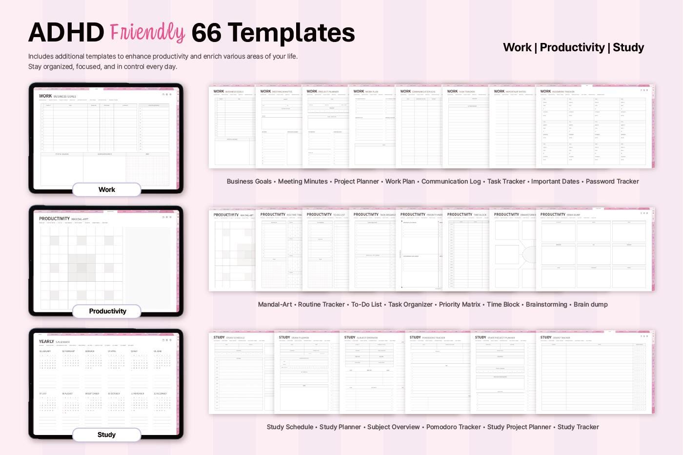 2026 ADHD Structured All-in-one Planner (dusty Pink) L Goodnotes ...