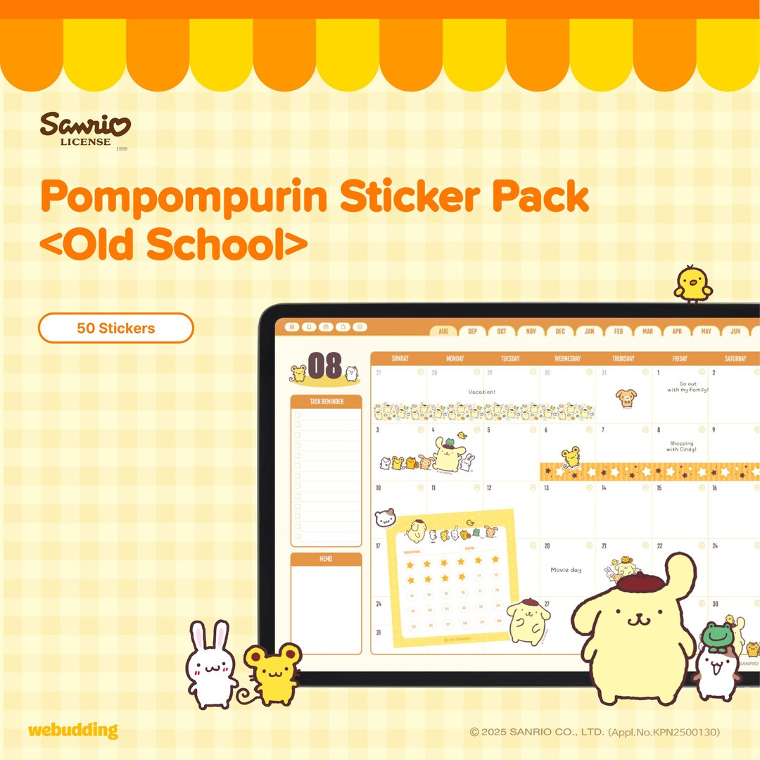 Pompompurin Digital Sticker Pack Sanrio iPad and Android Planner