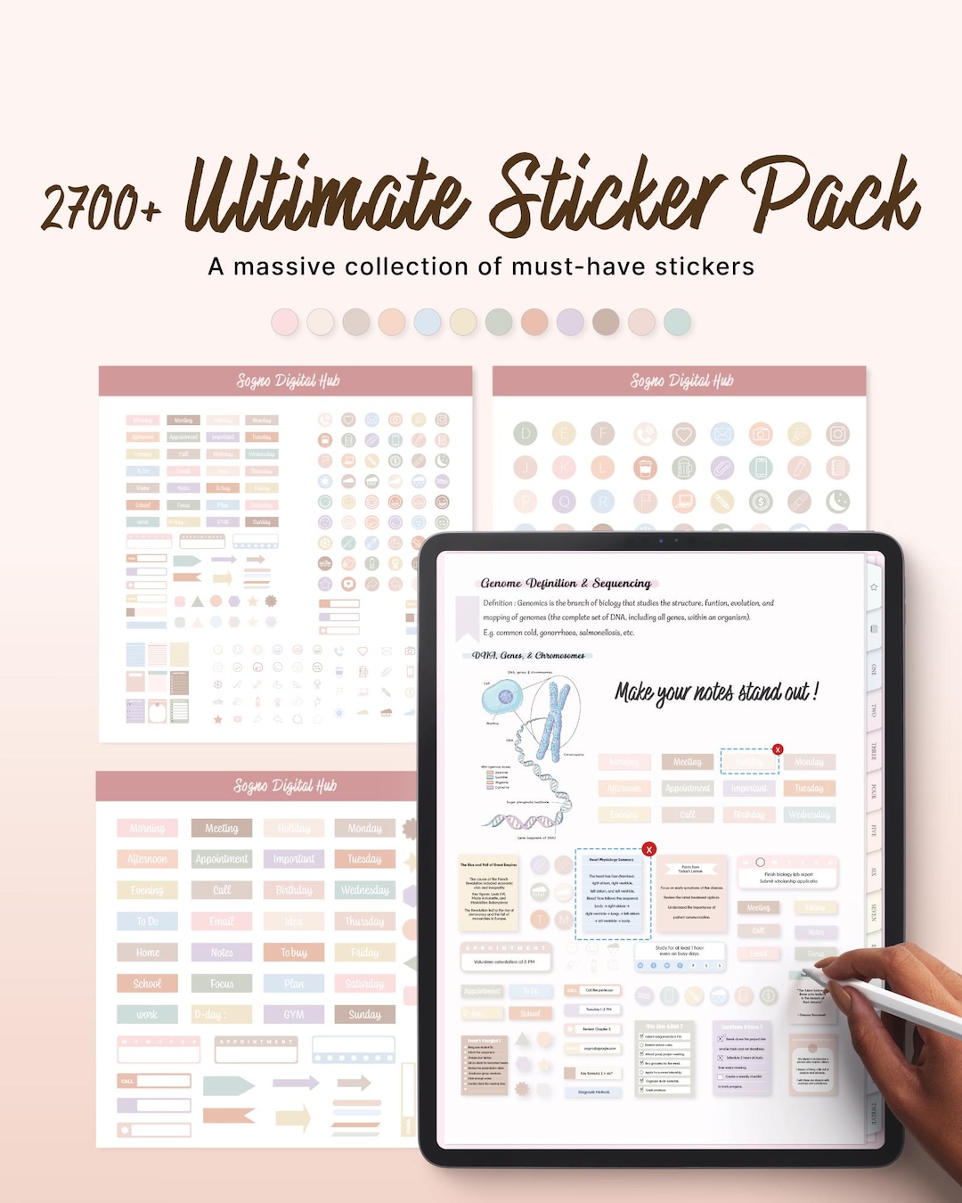 2700+ Digital Planner Stickers Bundle | iPad Android Tablet Stickers ...