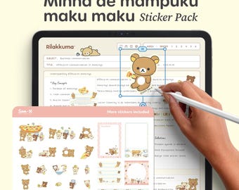 Pegatinas digitales de Rilakkuma con diseño de pizza / Pegatinas adorables para iPad y Android para Goodnotes y Notability / Pegatinas digitales / Licencia oficial