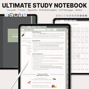 Ultimate Neutral Study Notebook (ChatGPT Integration) Stickers Goodnotes Notebook iPad Template Weekly Planner Study Simple Minimalist