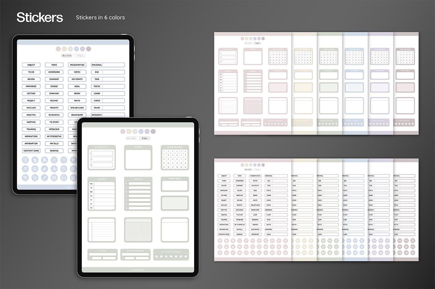Ultimate 1000+ Templates Gray Study Notebook Stickers Goodnotes ...