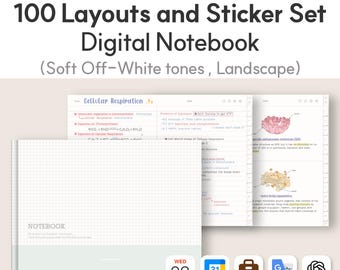 Más de 100 diseños y juego de pegatinas. Cuaderno digital ChatGPT Goodnotes. Plantilla para iPad. Planificador semanal. Estudio sencillo y minimalista.