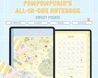 El dulce picnic de Pompompurin <Edición 30.º aniversario> Cuaderno todo en uno / Cuaderno para iPad y Android Notability Goodnotes / Licencia oficial