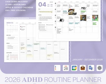 Agenda para TDAH 2026 (Morada) | Agenda digital, Agenda Goodnotes, Agenda Notability, Agenda diaria, semanal y mensual, Productividad, Autocuidado