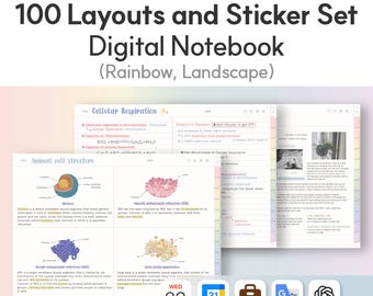 Más de 100 diseños y juego de pegatinas Cuaderno digital (arcoíris) ChatGPT Goodnotes Cuaderno Plantilla iPad Planificador semanal Estudio Simple Minimalista