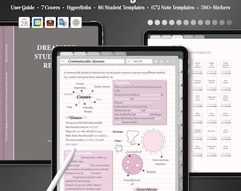 Más de 1000 plantillas definitivas: pegatinas grises para cuaderno de estudio, cuaderno Goodnotes, plantilla para iPad, planificador semanal, estudio, minimalista y sencillo.