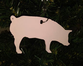 4 inch wooden show pig ornament customize-able