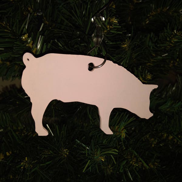 4 inch wooden show pig ornament customize-able