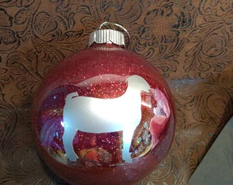 3 inch glitter ball ornament show cattle, dogs or design of your choice