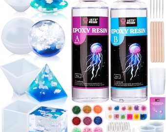 Resin Art Kit: 16oz Epoxy Resin, Silicone Molds, Dried Flowers