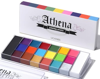 Athena Face & Body Paint Palette, 20 Color Flash Tattoo Makeup