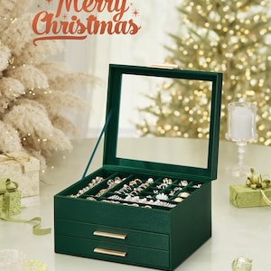 Glass Lid Jewelry Box Organizer: 3-Layer Storage with Drawers image 9