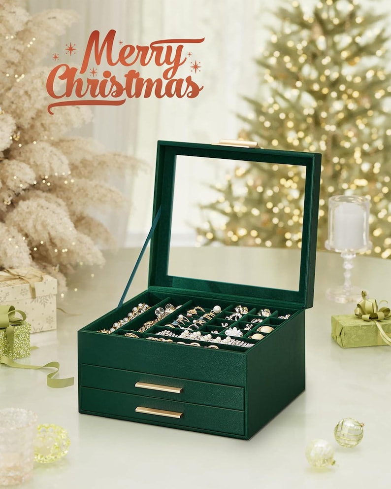 Glass Lid Jewelry Box Organizer: 3-Layer Storage with Drawers image 9