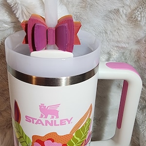 Pink Rainbow Bow Straw Topper Slider for 20,30,40oz Quencher - Mom Gift - Tumbler Accessories - Straw Charm- Gift idea - Mothers Day Stanley