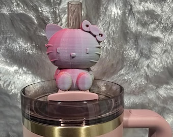 Kitty Straw Topper Slider for Stanley 30, 40oz Quencher Tumbler- Stanley Accessory or Gift - 3D straw topper - Cat Gift - Cat Mom -MapleKity
