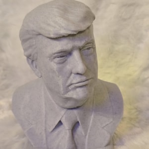 Donald Trump Bust – 3D Printed President Sculpture | Trump Desk Decor | 45th and 47th President Gift | 6 X 4 | Stone Look