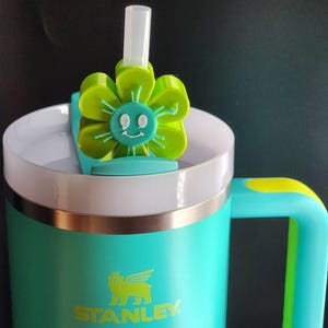 Tropical Teal Daisy Straw Topper Slider for Stanley Quencher | Tumbler Accessory | 10mm  Straw Topper | Teacher Gift | Caretaker Gift