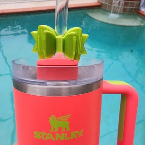 Hibiscus Stanley Bow Straw Topper Slider for Stanley 20, 30 & 40oz Quencher Tumbler- Tumbler Accessory or Gift - Bow Straw Topper - Birthday