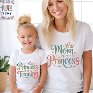 Königin und kleine Prinzessin Passende PNG | Mama und ich Outfits | Königliche Familie PNG | Prinzessin Geburtstagsgeschenk | Passende PNG Dateien