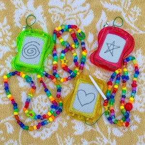 Kidcore Kandi Necklace with Magnetic Drawing Sketch Board and Vibrant Colors image 2