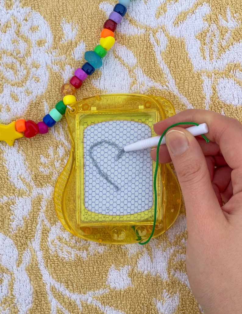 Kidcore Kandi Necklace with Magnetic Drawing Sketch Board and Vibrant Colors image 3