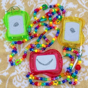 Kidcore Kandi Necklace with Magnetic Drawing Sketch Board and Vibrant Colors image 5