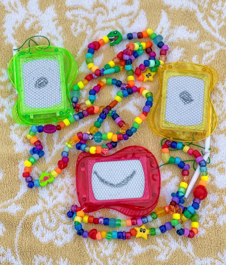 Kidcore Kandi Necklace with Magnetic Drawing Sketch Board and Vibrant Colors image 5