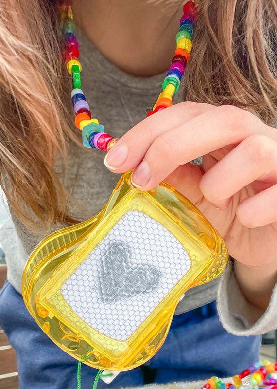 Kidcore Kandi Necklace with Magnetic Drawing Sketch Board and Vibrant Colors