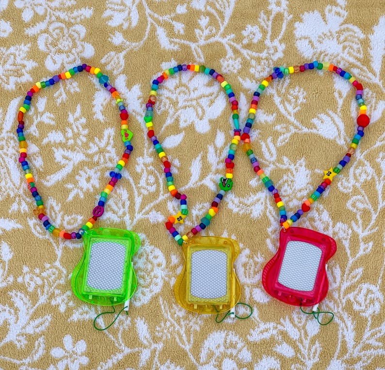 Kidcore Kandi Necklace with Magnetic Drawing Sketch Board and Vibrant Colors image 4