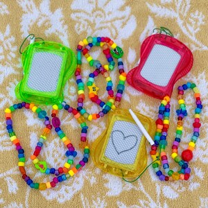 Kidcore Kandi Necklace with Magnetic Drawing Sketch Board and Vibrant Colors image 6