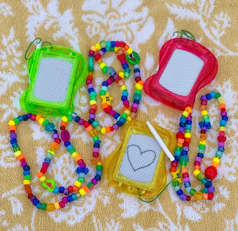 Kidcore Kandi Necklace with Magnetic Drawing Sketch Board and Vibrant Colors image 6