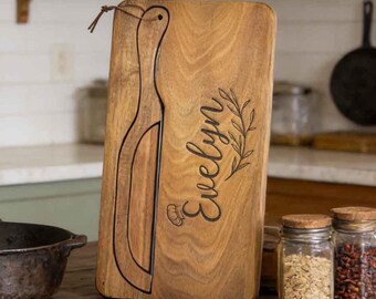 Benutzerdefinierte Brotschneidebrett Schneidebrett 2 in 1 Set, Brotmesser Ruhestand Eltern Geschenk, personalisiertes Messer und Schneidebrettset