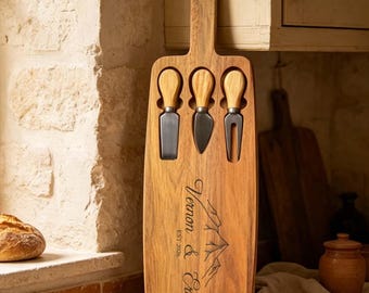Custom Engraved Charcuterie Board with Knives, Personalized Realtor Closing Gift, New Home Gift, Housewarming Gifts, Home Kitchen Decor