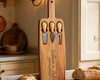 Personalized Charcuterie Board Set, Engraved Cheese Board with Knifes, Wedding Charcuterie Platter, Bridal Shower Gift, Anniversary Gift