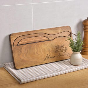 Wooden Sourdough Bread Knife, Crumb Catcher Board, Handmade Bow Knife Set, Natural Rustic Hardwood, Ambidextrous Design for Home Bakers