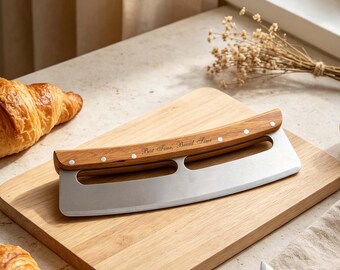 Custom Pizza Cutter Rocker Knife, Double-Handled Pizza Slicer, Home Cooking Gift for Him, Christmas and Birthday Gift for Grandpa