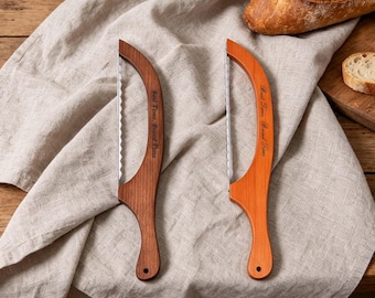 Cuchillo de madera natural para pan de masa madre, cuchillo de arco para baguettes, herramienta para cortar pan, regalo para recién casados, utensilio de cocina, regalo de cumpleaños para panadero