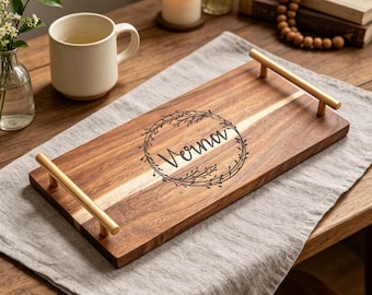 Bandeja de servir personalizada, tabla para barbacoa con asas, bandeja de servir estilo rústico, bandeja para quesos, regalos de cierre, regalo para nuevos propietarios