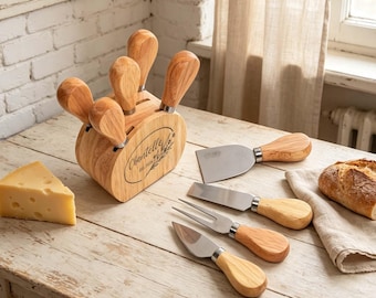 Personalized Cheese Knife Block Set, Charcuterie Cheese Knives with Handles, Bridal Shower Party Favors, Wedding Gifts, Engaagement Gifts