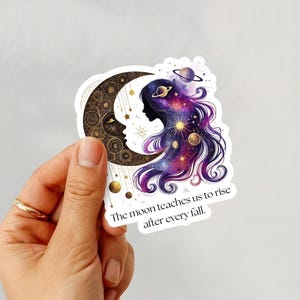 Mystical Moon Waterproof Vinyl Sticker – 2.5” Celestial Aesthetic Decal for Laptops, Water Bottles, Journals, Holographic Stickers